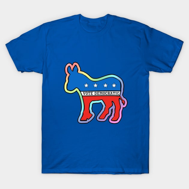 DEMOCRATIC DONKEY MASCOT VOTE DEMOCRAT LGBT RAINBOW T-Shirt by colormecolorado